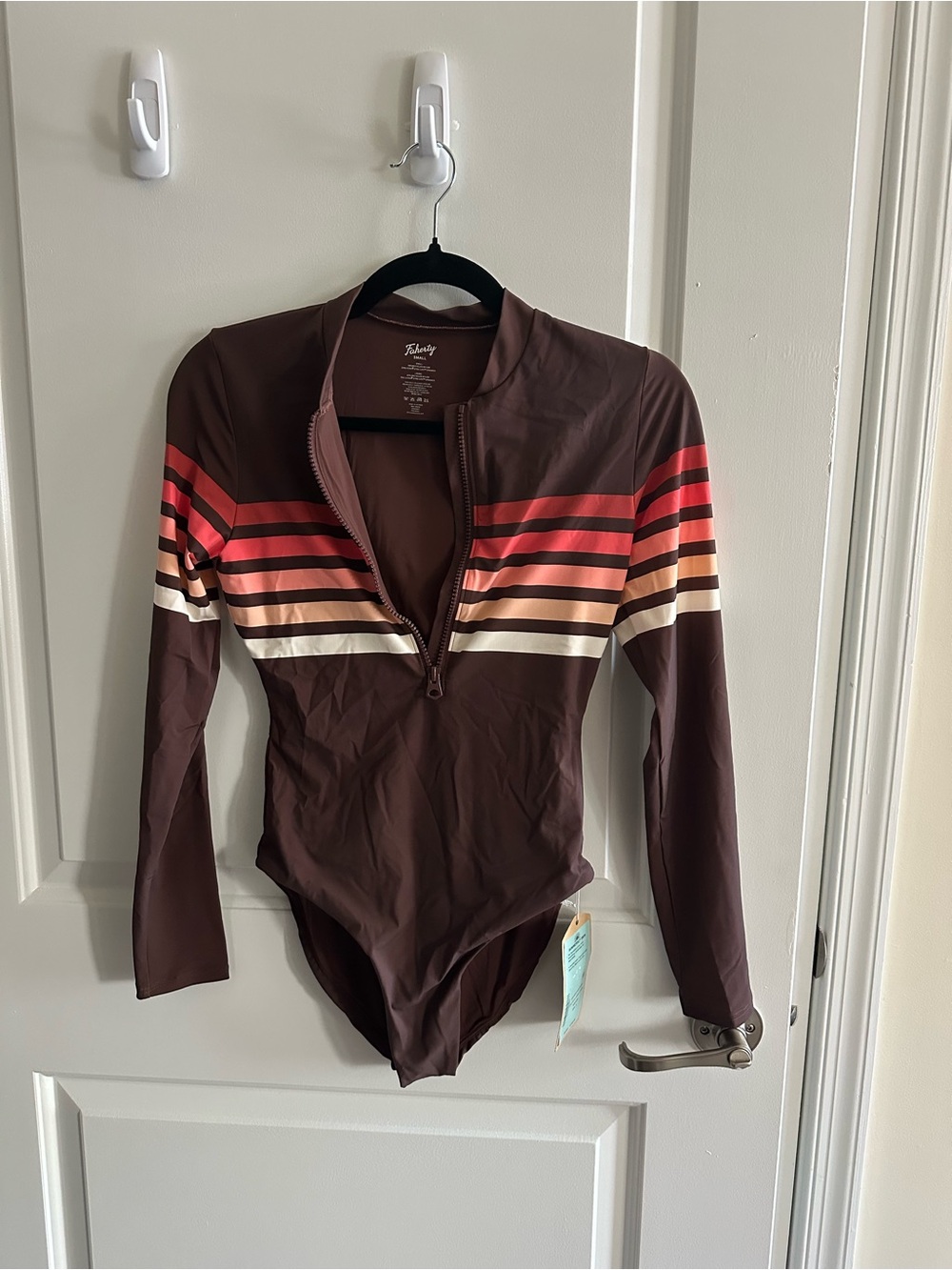 Faherty Surfseeker Rash Guard - Cocoa Sunray Stripe